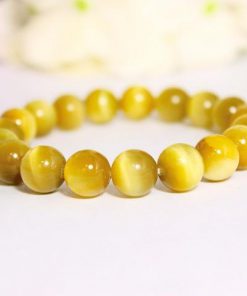 Vòng tay phong thủy đá mắt hổ tâm vàng